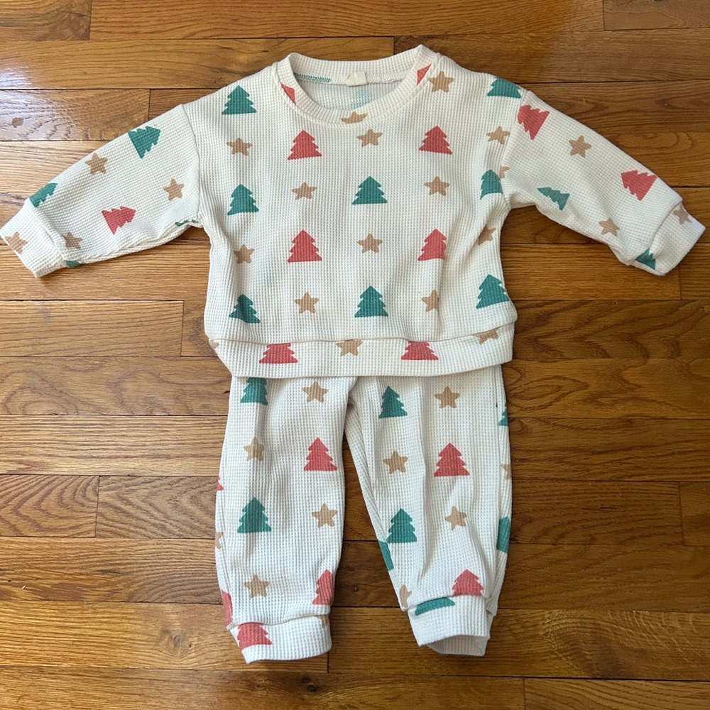 Festive Tree and Star Kids Pajamas